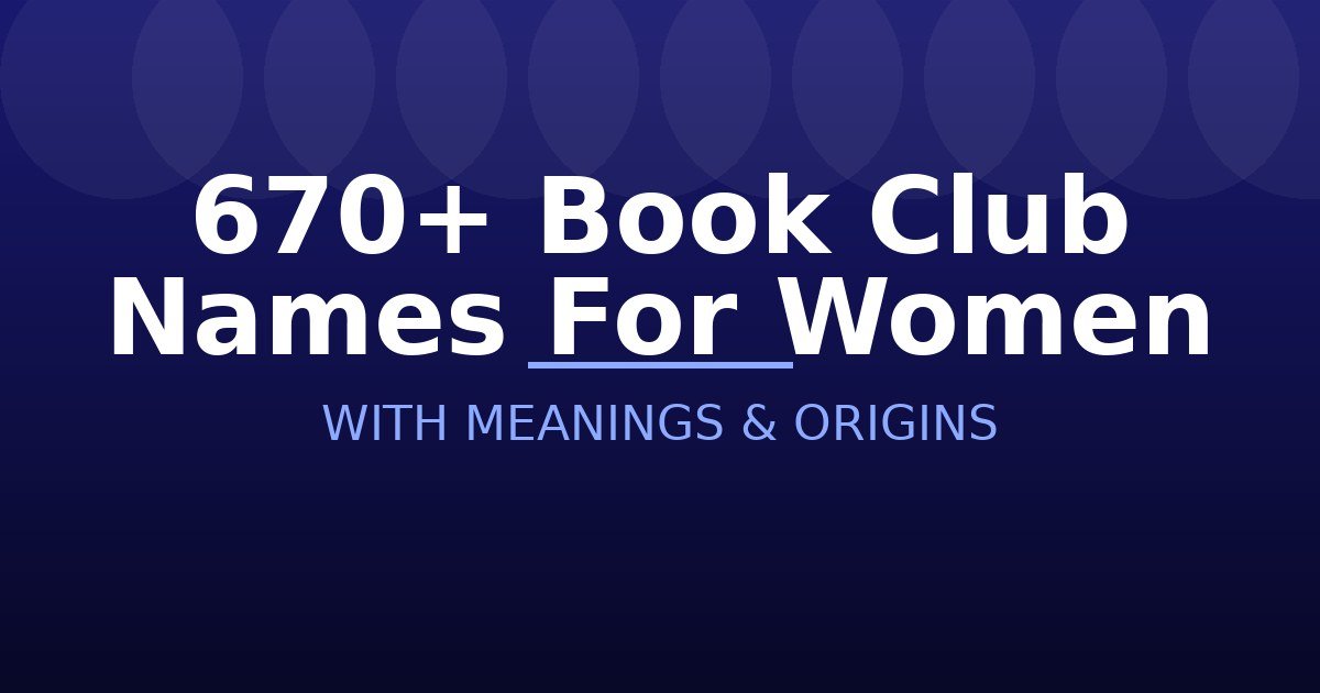 Book Club Names For Women