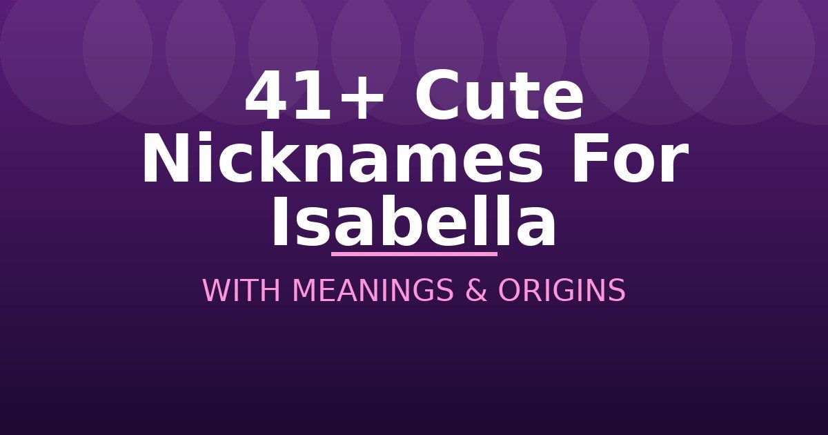Cute Nicknames For Isabella