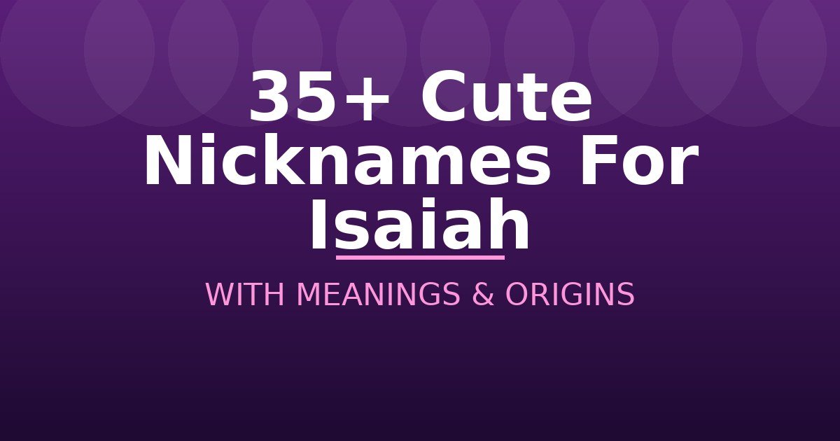 Cute Nicknames For Isaiah