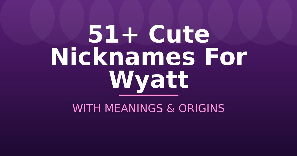 Cute Nicknames For Wyatt