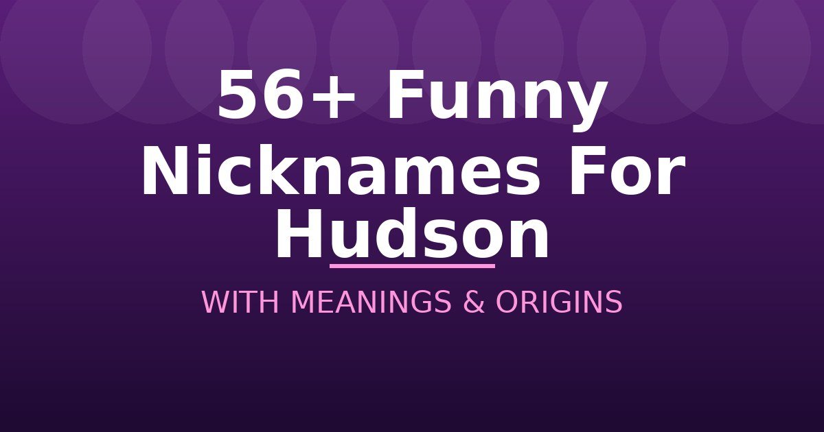 Funny Nicknames For Hudson