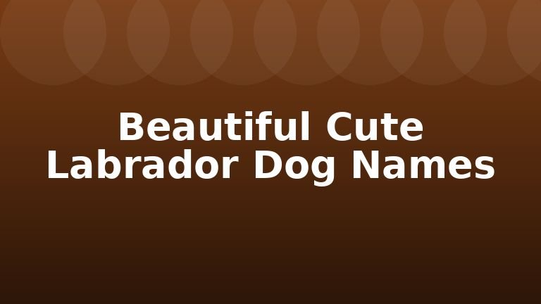 Beautiful Cute Labrador Dog Names