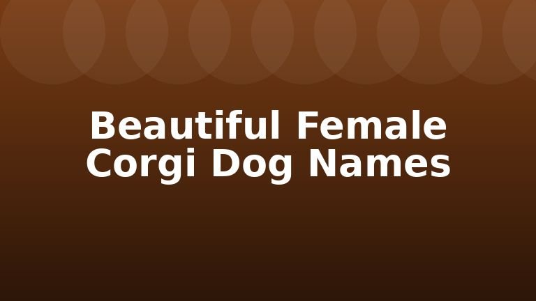 Beautiful Female Corgi Dog Names