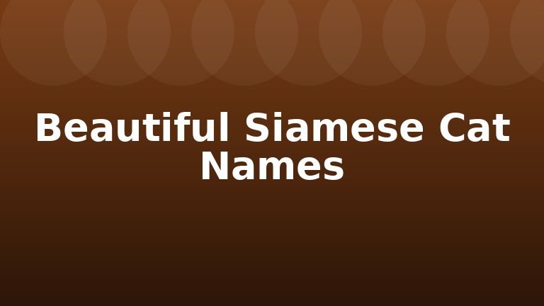 Beautiful Siamese Cat Names