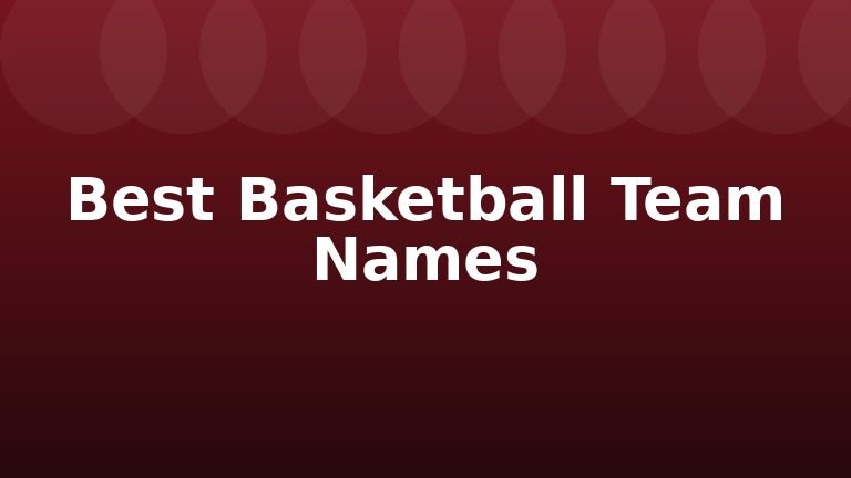 Best Basketball Team Names
