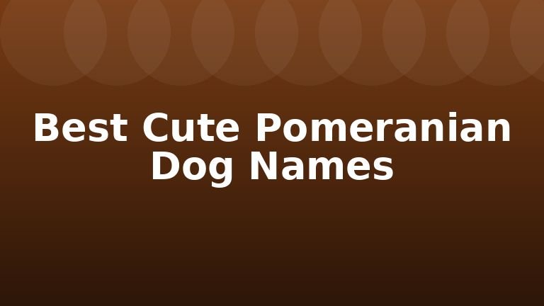 Best Cute Pomeranian Dog Names