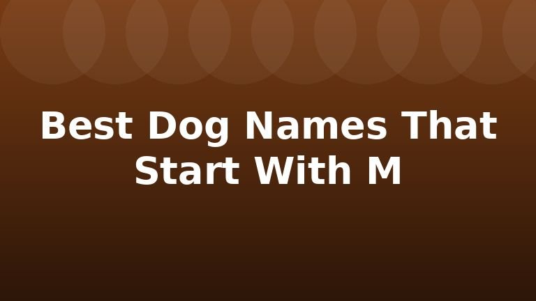 Best Dog Names That Start With M