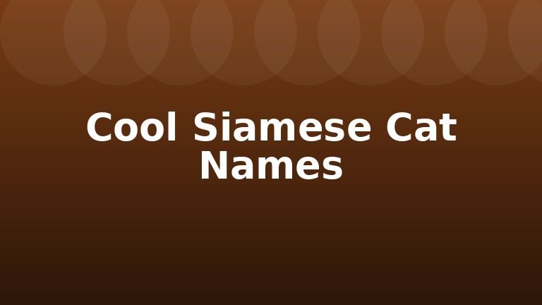 Cool Siamese Cat Names