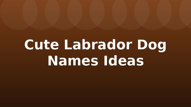 Cute Labrador Dog Names Ideas