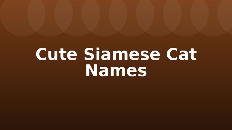 Cute Siamese Cat Names