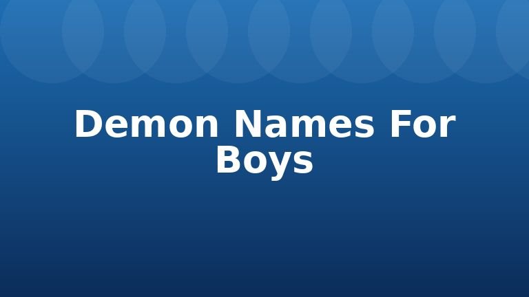 Demon Names For Boys