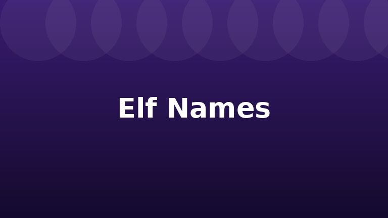 Elf Names