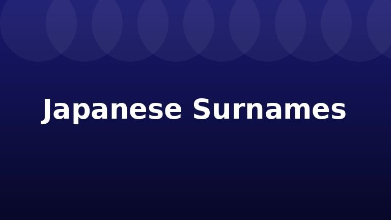 Japanese Surnames