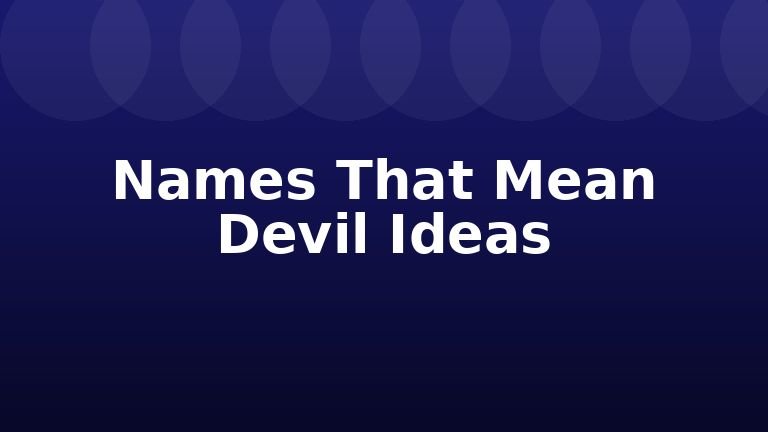 Names That Mean Devil Ideas