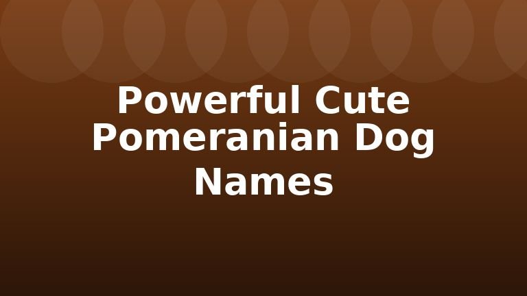 Powerful Cute Pomeranian Dog Names