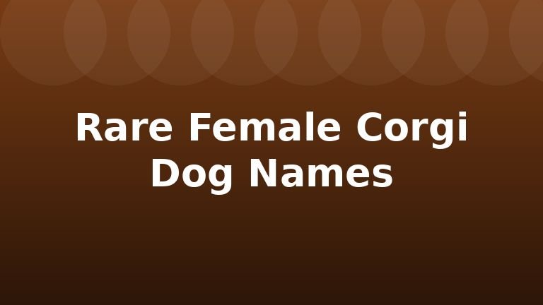 Rare Female Corgi Dog Names