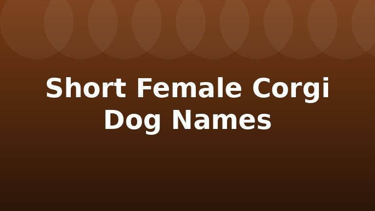 Short Female Corgi Dog Names