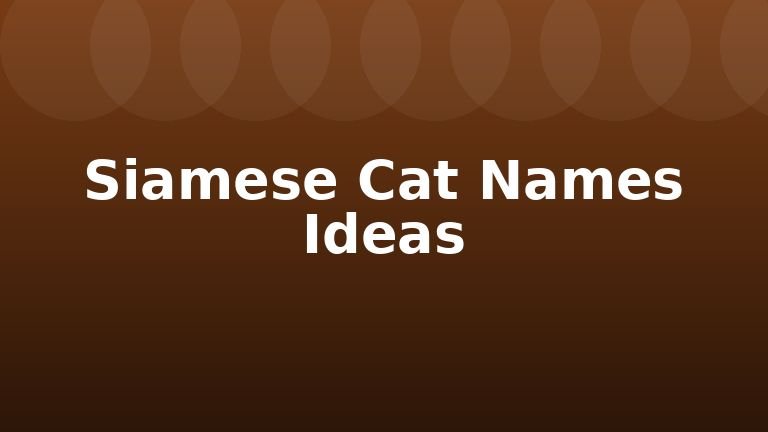 Siamese Cat Names Ideas