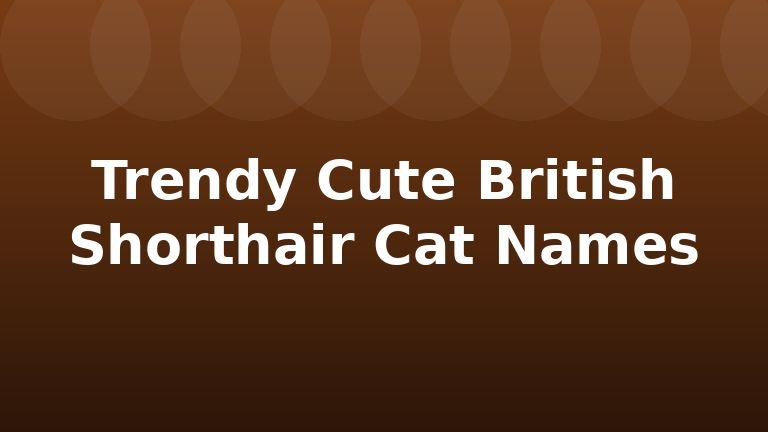 Trendy Cute British Shorthair Cat Names