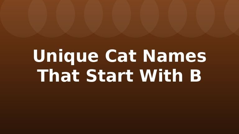Unique Cat Names That Start With B