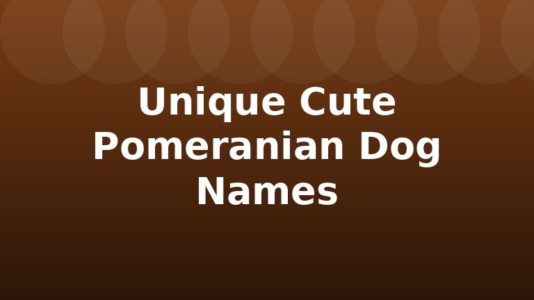 Unique Cute Pomeranian Dog Names