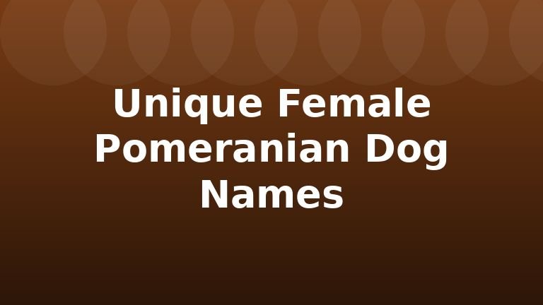 Unique Female Pomeranian Dog Names