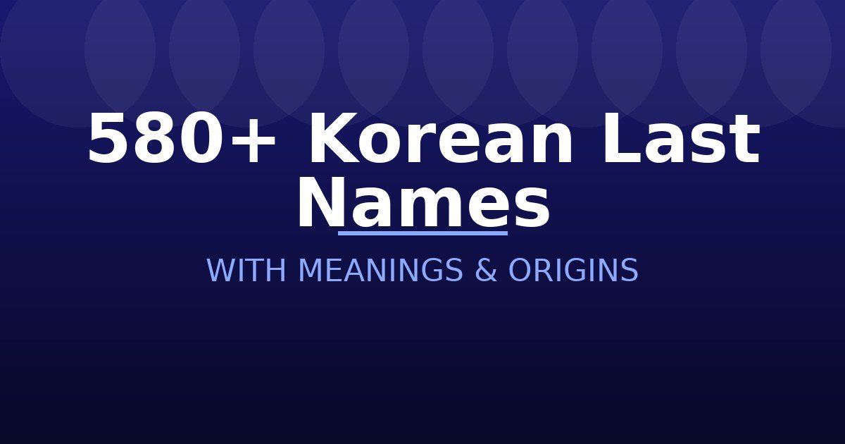 Korean Last Names