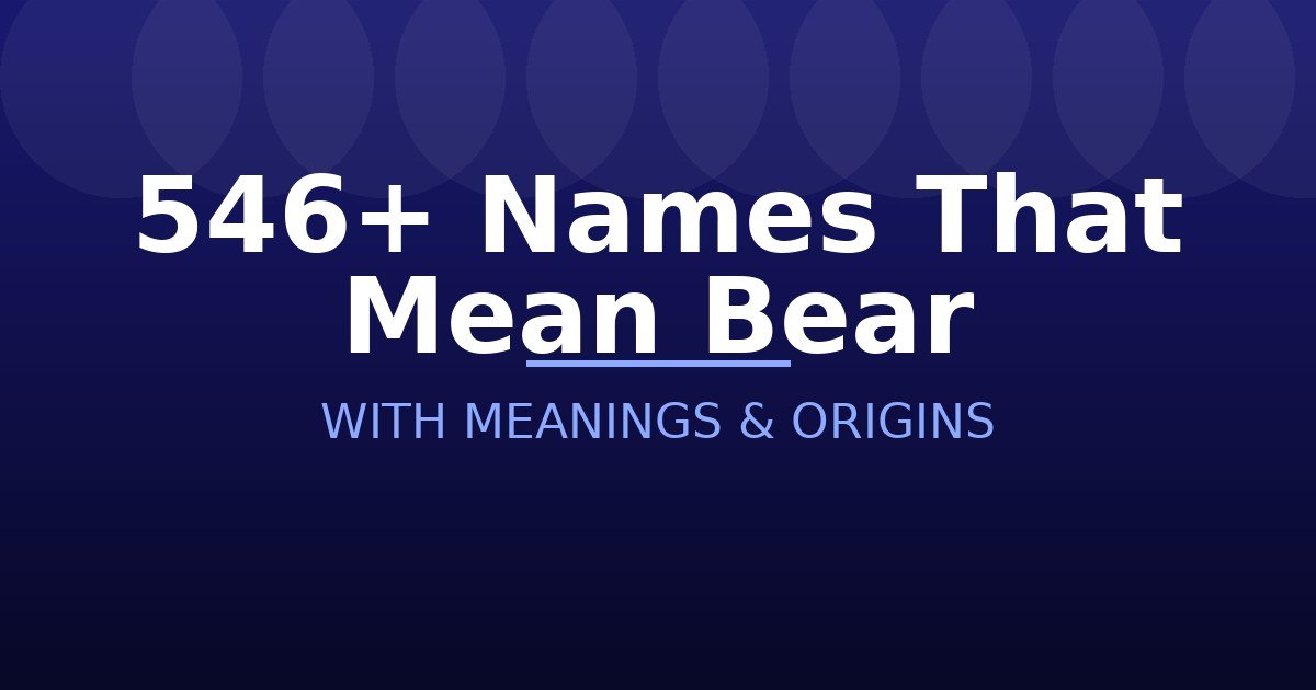 Names That Mean Bear