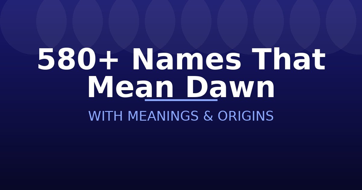 Names That Mean Dawn