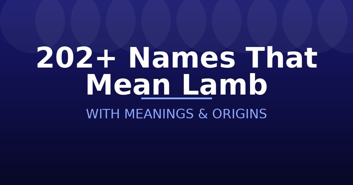 Names That Mean Lamb