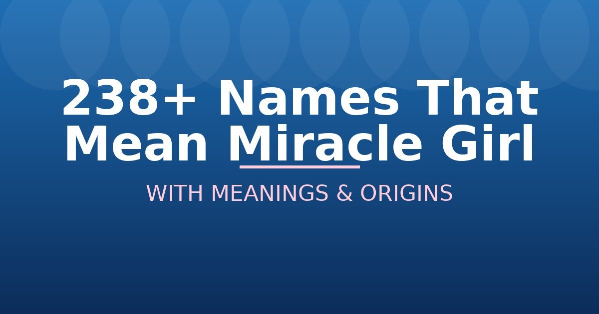 Names That Mean Miracle Girl