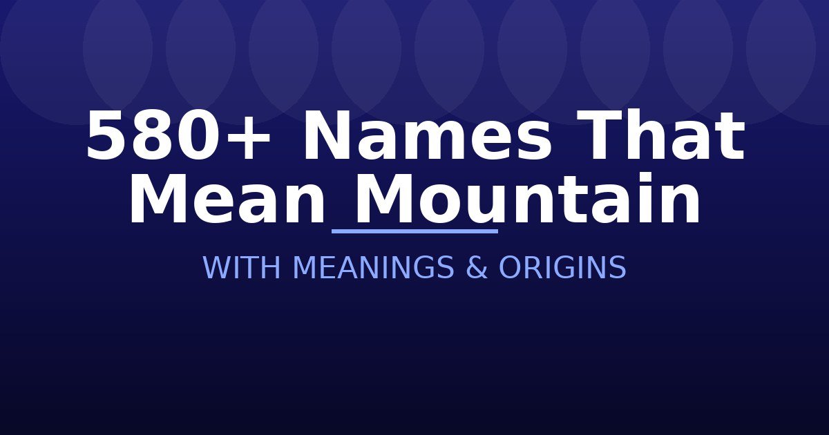 Names That Mean Mountain