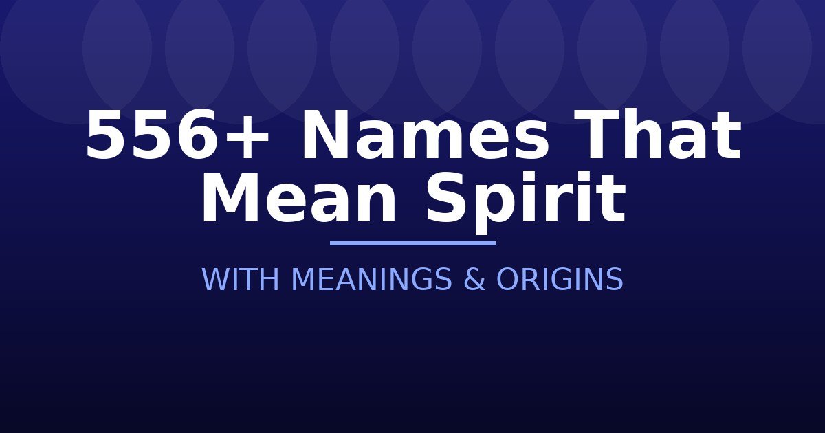 Names That Mean Spirit