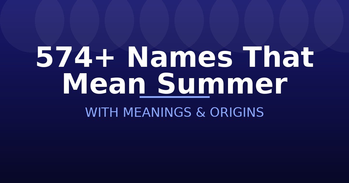 Names That Mean Summer