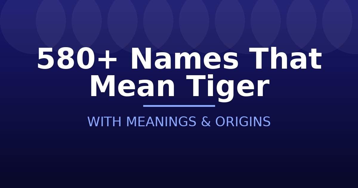 Names That Mean Tiger