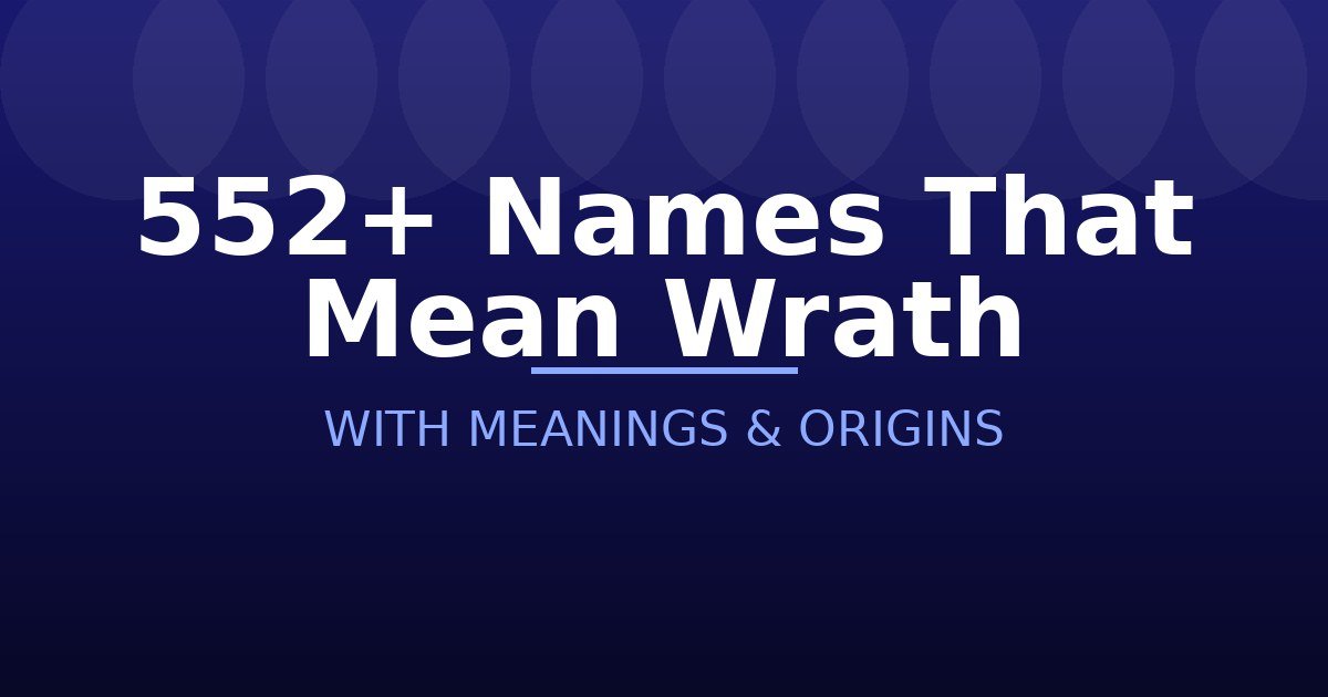 Names That Mean Wrath