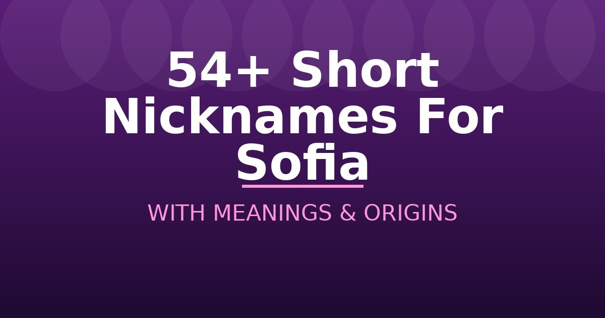 Short Nicknames For Sofia