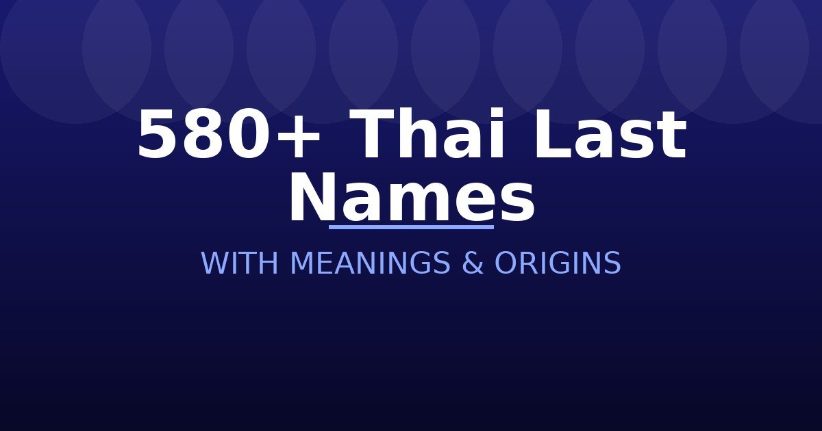 Thai Last Names